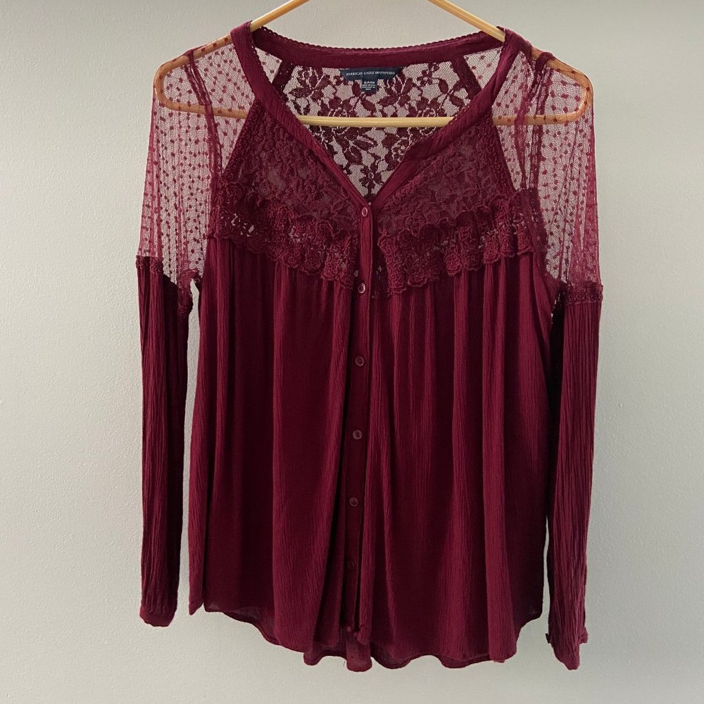 American Eagle red long sleeve